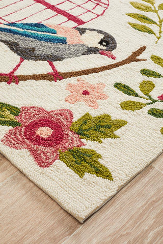 Copacabana Finch and Nest Exquisite Indoor Outdoor Rug Cream