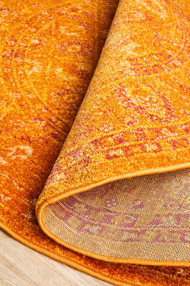 Radiance 444 Burnt Orange Round Rug